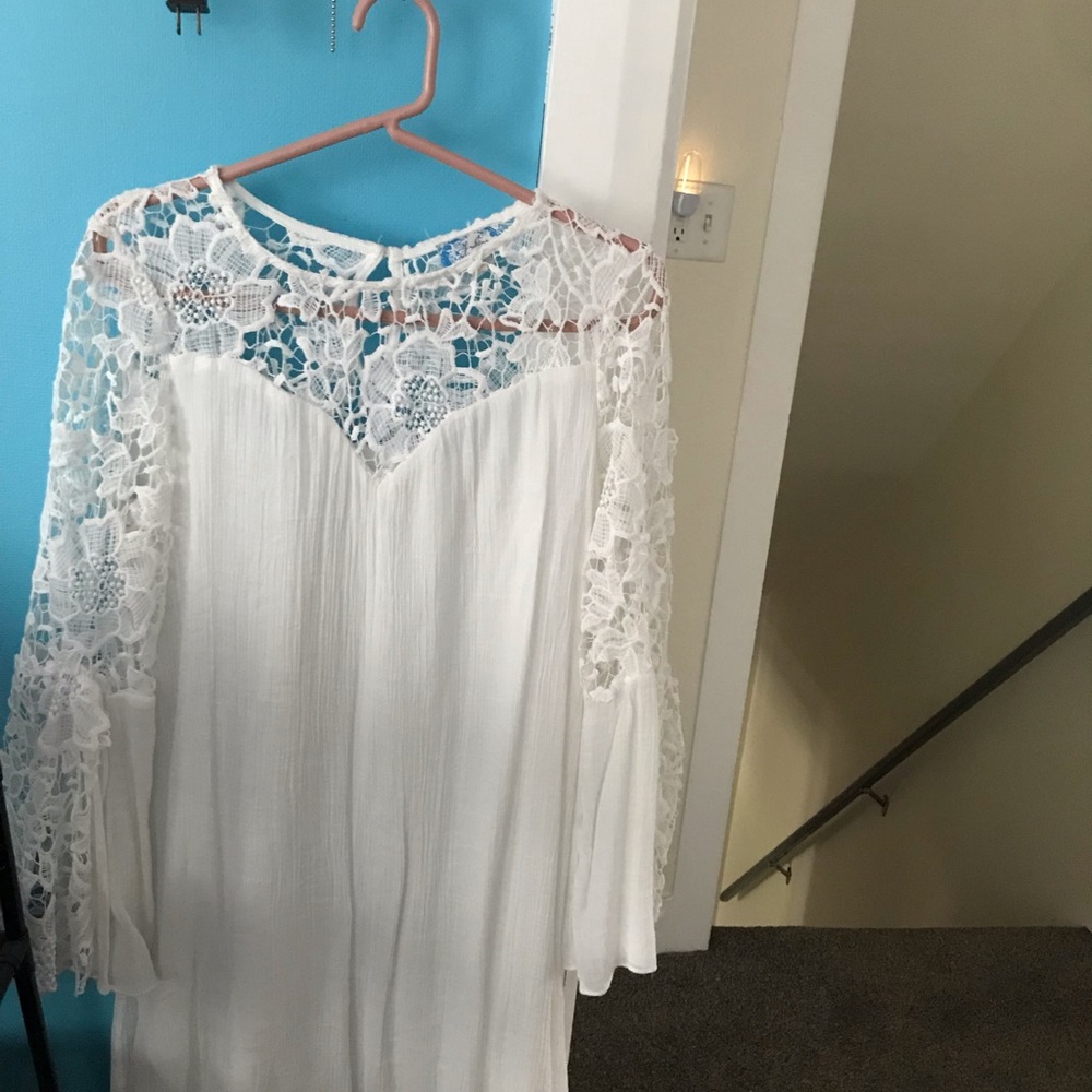 white floral laced dress